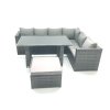 Fimous 7 Seater Rattan Corner Sofa Set Rectangular Dining Table Set With Seat And Back Cushion