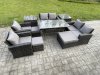 Fimous Garden Furniture Sets 10 Pieces Rattan Furniture Handmade Wicker Patio Sofa Set with 3 Footstools 2 Side Tables Dark Grey Mixed