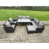Fimous 6 Piece Rattan Garden Furniture Set with Patio Sofa Rectangular Dining Table Big Footstool Indoor Conservatory Patio Set