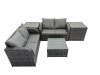 Fimous Rattan Garden Outdoor Furniture Set Love Sofa Square Coffee Table Set with 2 Side Tables Dark Grey Mixed