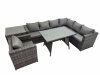 Fimous Rattan garden furniture Patio Furniture Sets with Dining Table Chair Side Table Dark Grey Mixed
