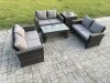 Fimous 6 Seater Rattan Wicker Garden Furniture Patio Conservatory Sofa Set with Coffee Table Double Seater Sofa Side Table