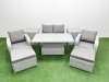 Fimous Light Grey PE Wicker Rattan Garden Furniture Set Sofa Set Reclining Chair Adjustable Lifting Dining or Coffee Table 6 Seater 2 Big Stools 2 Side Table