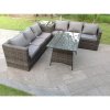 Fimous 6 Seater Grey Rattan Sofa Dining Set 2 Tables Garden Furniture Outdoor