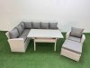 Fimous 8 Seater Rattan Garden Furniture Set Outdoor Patio Dining Corner Sofa Sets with Dining Table Chair Big Footstool Light Grey Mixed