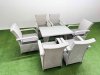 Fimous Outdoor Rattan Garden Furniture Set Patio 6 Chairs Plus Rectangular Dining Table Sets Light Grey Mixed