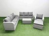 Fimous 8 Seater Poly Rattan Outdoor Garden Furniture Sofa Set Patio 3 Seater Sofa Reclining Chair 3 Seater Sofa Big Footstool Light Grey