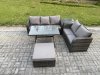Fimous High Back PE Rattan Sofa Set Outdoor Garden Furniture Dining Table Set Love Sofa 3 Seater Sofa Big Footstool Side Table