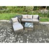 Fimous Rattan Garden Furniture Set 5 Seater Patio Outdoor Lounge Sofa Set with Side Table Square Coffee Table Big Footstool Dark Grey Mixed