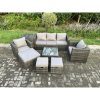 Fimous 8 Seater Wicker Rattan Garden Furniture Sofa Set with Side Table Armchair Square Coffee Table 3 Footstools Dark Grey Mixed