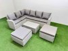 Fimous 8 Seater Garden Outdoor PE Rattan Furniture Set Rattan Garden Sofa Set with Oblong Coffee Table Light Grey Mixed