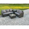 Fimous PE Rattan Garden Furniture Sets 5 Seater Outdoor Lounge Sofa Set Square Coffee Table Side Table