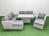 Fimous 9 Seater Poly Rattan Outdoor Garden Furniture Adjustable Lifting Dining or Coffee Table Sofa Set Patio 3 Seater Sofa Reclining Chair 3 Seater Sofa 2 Big Footstools Light Grey