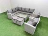 Fimous 10 Seater Garden Outdoor PE Rattan Furniture Set Rattan Garden Sofa Set with 2 Small Footstools Light Grey Mixed