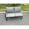 Fimous Aluminum Outdoor Garden Furniture Single Arm 2 Seater Sofa With Seat And Back Cushion Right Side Dark Grey