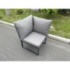 Fimous Aluminum Outdoor Garden Furniture Corner Sofa Adjustable Rising Lifting Dining Table Sets Dark Grey Black Tempered Glass 6 Seater