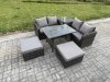 Fimous Garden Furniture Sets 6 Seater Rattan Furniture Manual Wicker Patio Sofa Patio Conversation Set with 2 Big Footstool Side Table Dark Grey Mixed