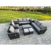 Fimous Rattan Outdoor Garden Furniture Sofa Set Patio Table & Chairs Set with 3 Seater Sofa Reclining Chair 2 Small Footstools 3 Seater Sofa 2 Side Tables Dark Grey Mixed