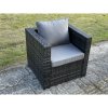 Fimous 8 Seater Rattan Corner Sofa Lounge Sofa Set With Rectangular Coffee Table 2 Arm Chair Dark Grey Mixed Right Hand