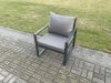 Fimous Aluminium Outdoor Lounge Sofa Set Garden Furniture Sets with Square Coffee Table Chair 3 Footstools 2 Side Tables Dark Grey