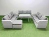 Fimous 10 Seat Outdoor PE Rattan Garden Furniture with Cushions 3 Seater Sofa Side Table Big Stool Light Grey