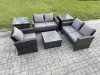 Fimous Outdoor Rattan Garden Furniture Set Conservatory Patio Sofa Coffee Table Set with Chair 2 Side Tables Dark Grey Mixed