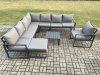 Fimous Outdoor Garden Furniture Patio Lounge Corner Sofa Aluminium Set with Square Coffee Table Big Footstool Chair Dark Grey