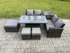 Fimous 7 Seater Wicker Rattan Garden Furniture Rising Table Set with Side Table 3 Footstool Double Seat Sofa Side Table Dark Grey Mixed