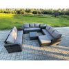 Fimous Patio Garden Furniture Sets Wicker 10 Seater Outdoor Rattan Furniture Sofa Sets with Square Coffee Table Big Footstool Side Table