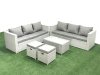 Fimous Garden Outdoor PE Rattan Furniture Set 8 Seater Rattan Garden Sofa Set with 2 Small Footstool Light Grey Mixed