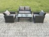 Fimous Outdoor Rattan Garden Furniture Set 4 Seater Patio Lounge Sofa Set with Coffee Table Dark Grey Mixed