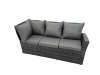 Fimous Rattan Garden Furniture Set 8 Pieces Outdoor Garden Sofa Oblong Coffee Table Set with Chair 3 Footstools Dark Grey Mixed