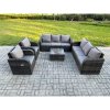Fimous High Back Rattan Garden Furniture Set with Square Coffee Table Indoor Outdoor Patio Lounge Sofa Set Dark Grey Mixed