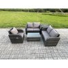 Fimous High Back Rattan Garden Furniture Set with Loveseat Sofa Rectangular Coffee Table Side Table Indoor Outdoor Patio Lounge Sofa Set Dark Grey Mixed