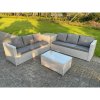 Fimous Light Grey Outdoor Rattan Garden Furniture Set Corner Sofa With 2 Coffee Table