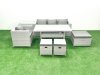 Fimous Rattan Garden Furniture Dining Set 7 Seater Lounge Sofa Chair Dining Table Set with 3 Footstools Side Table Light Grey Mixed