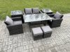 Fimous 6 Seater PE Wicker Outdoor Garden Furniture Set Patio Furniture Rattan Rectangular Dining Table Lounge Sofa with 2 Small Footstools 2 Side Tables