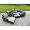 Fimous 9 Seater Rattan Garden Furniture Set Outdoor Patio Sofa, Table and Chairs Coffee Table 3 Footstools Ideal for Pool Side, Balcony, Outdoor and indoor Conservatory Patio Set