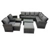 Fimous Rattan Garden Outdoor Furniture Set 11 Seater Garden Sofa Coffee Table Set with Chair 3 Footstools Dark Grey Mixed