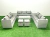 Fimous Rattan Garden Outdoor Furniture Set 11 Seater Garden Sofa Oblong Coffee Table Set with 2 Small Footstool Light Grey Mixed
