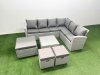 Fimous Garden Outdoor PE Rattan Furniture Set 9 Seater Rattan Garden Sofa Set with Square Coffee Table Light Grey Mixed