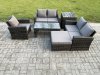 Fimous 6pcs Rattan Outdoor Garden Furniture Sofa Set with Coffee Table Big Footstool Side Table Dark Grey Mixed