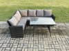 Fimous Outdoor Furniture Garden Dining Set Rattan Corner Sofa Set Rectangular Dining Table Dark Grey Mixed