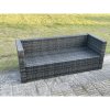 Fimous 6 Seater Rattan Garden Furniture Set Outdoor Patio Sofa Set with Oblong Table Dark Grey Mixed