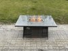Fimous 8 Seater Rattan Garden Furniture High Back Corner Sofa Gas Fire Pit Dining Table Sets Gas Heater with 2 Big Footstool Dark Grey Mixed