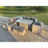 Fimous Rattan Garden Funiture Set Height Adjustable Rising Lifting Table Sofa Dining Set Side Coffee Tea Table Chair Stool