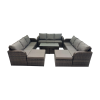 Fimous Rattan Garden Outdoor Furniture Set 3 Seater Sofa Coffee Table with 4 Footstools Dark Grey Mixed