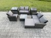 Fimous Outdoor Rattan Garden Furniture Set Conservatory Patio Sofa Coffee Table Set with Chair 2 Side Tables Big Footstool Dark Grey Mixed