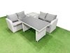 Fimous 4 Pieces Outdoor PE Rattan Sofa Set Patio Garden Furniture Sets with Cushions Side Table Light Grey