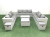 Fimous Rattan Garden Outdoor Furniture Set 12 Seater Garden Sofa Coffee Table Set with 3 Footstools Side Table Light Grey Mixed